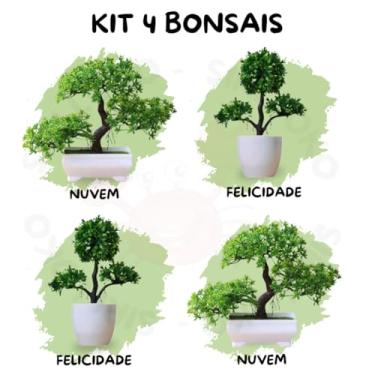Imagem de Genérico, Kit Completo 4 Bonsais Artificiais – 2 Nuvem 2 Felicidade Equilíbrio e Leveza