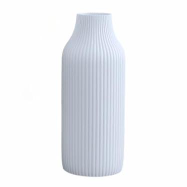 Imagem de Kit 2 Vasos Decorativo Cachepot Estilo Minimalista Moderno Flores Folhagem Plastico - Decoração para Sala, Varanda e Escritório(Branco,1 unidade 18cm)
