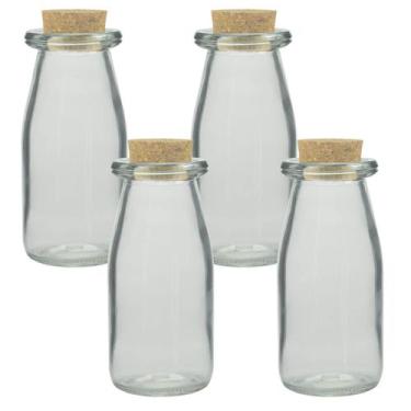 Imagem de Kit 4 Potes Porta Mantimento De Vidro Com Rolha 200Ml - Lyor