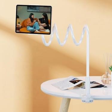Imagem de Suporte de tablet pescoço de ganso para telefone e tablet Suporte de braçadeira ajustável de 360° para cama e mesa, leitura, gravação, leitura, filmagem, suporte de braço preguiçoso para dispositivos