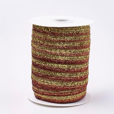 Imagem de Fita brilhante de 10 mm (10 mm) de largura de poliéster e nylon acabamento artesanal para embalagem de presente, artesanato faça você mesmo, decoração de festa de casamento, para fazer laços de cabelo