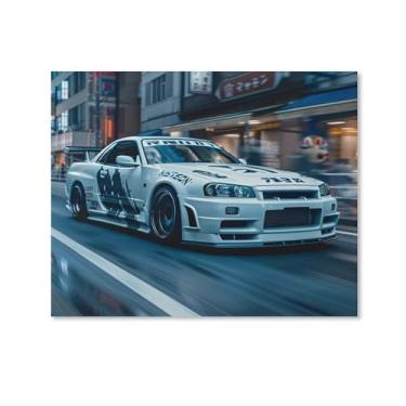 Imagem de HouLaiZhe R34 Modificação Cultura Jdm Cartazes de Carro Tela Estética Decoração de Quarto Pintura de Parede Impressões Sala de Galeria Decoração de Parede para Quarto Sala de Estar Escritório 16 x 20