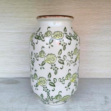Imagem de SIDUCAL Vaso pastoral vintage de cerâmica, vaso floral chinoiserie de 22 cm, vasos rústicos de fazenda retrô rachados no gelo para decoração de casa, sala de estar, estante de livros, escritório