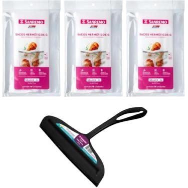 Imagem de Kit 2 Rodo de pia Preto e 3 Saco Hermético 3 Litros