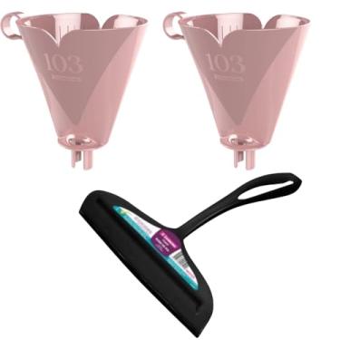 Imagem de Conjunto de 1 Rodo Plástico Multiuso Preto com Raspador 18cm + 2 Suporte de Filtro de Café Tam. 103 Rosa