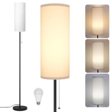 Imagem de Luminária de chão para sala de estar, lâmpadas modernas com abajur, lâmpada alta minimalista com interruptor de corrente para sala de estar, quarto, quarto de crianças, escritório, lâmpada de LED