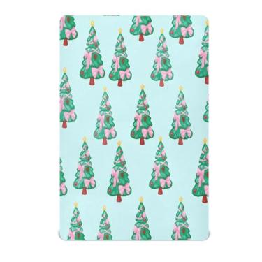 Imagem de Qilmy Lençol de berço com arco de Natal para meninos e meninas, lençol com elástico de microfibra macia e respirável para berço padrão e colchão, 68,5 x 99 cm, roupa de cama de bebê