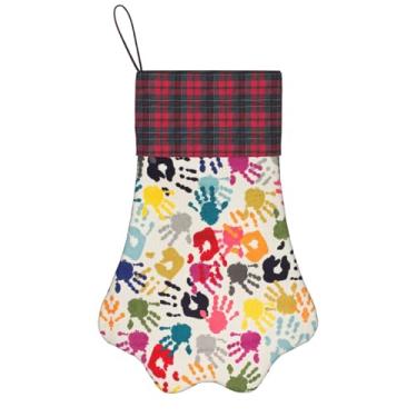 Imagem de SKKNT Impressão à mão Meias de Natal Animais de Estimação Decoração de Natal Cães Gatos Árvore Decoração Doce Presente Conveniente