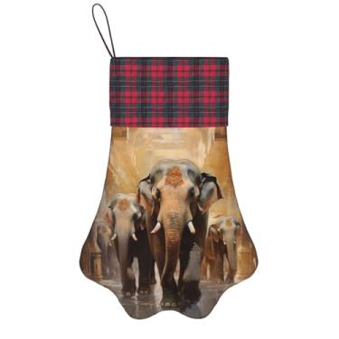 Imagem de SKKNT Elefantes Asiáticos Estampados Meias de Natal Animais de Estimação Decoração de Natal Cães Gatos Árvore Decoração Doce Presente Conveniente