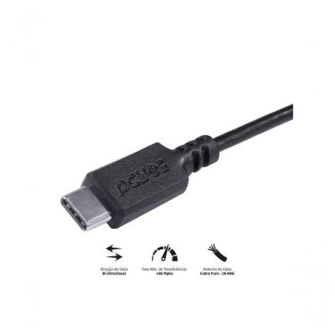 Imagem de Cabo Para Impressora Usb Tipo C Para Usb B 2.0 1 Metro Preto - Pucbp-1