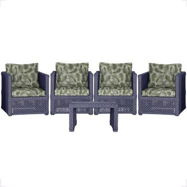 Imagem de Mesa E 4 Poltronas Madri Corda Náutica Estofado 5 Trama Azul