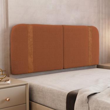 Imagem de Cabeceira Painel Orgânico Cama Box Casal Padrão Flay 140cm Dobrável Bouclé Terracota - Desk Design