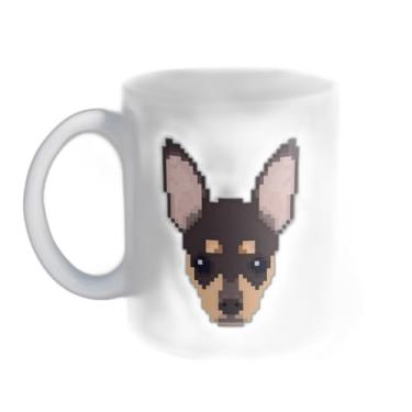 Imagem de Caneca Xícara de Café Porcelana 300ml Cabeça de Chihuahua Arte Pixel