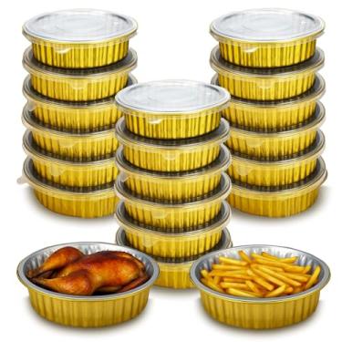Imagem de SeewtLice 20 peças de panelas de alumínio resistentes com tampas, 880 g 2 ramequins descartáveis mais espessos para assar, cozinhar e usar no forno