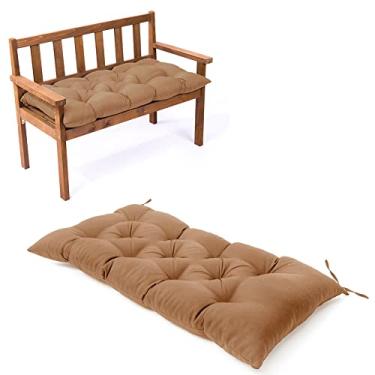 Imagem de Almofadas de assento de espreguiçadeira à prova d'água para área externa almofada de banco tufada (128 x 50 cm, cáqui)