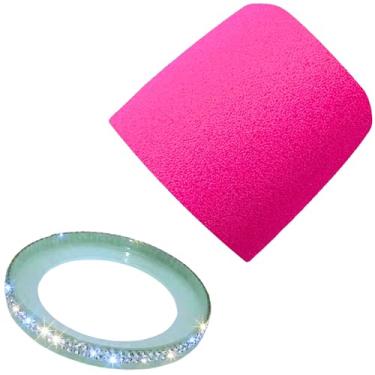Imagem de RhymKawa Filtro Pop Rosa e Bling Compatível com Microfone Shure MV7 MV7+ MV7X - Para-brisas de Espuma de Alta Densidade com Anel Retentor de Strass Brilhante para Configuração Glam Streamer