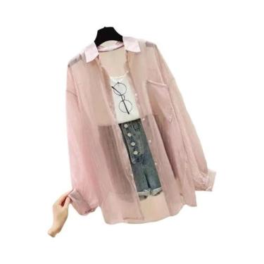 Imagem de Blusa De Chiffon Transparente Feminina De Verão Estilo Coreano Harajuk