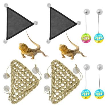Imagem de JVNZAM 8 peças de rede de dragão barbudo, sino de bolas de brinquedo de dragão barbudo, réptil de rede de lagartixas de malha respirável, adequado para luanas, axolotls, anoles, lagartixas, cobras