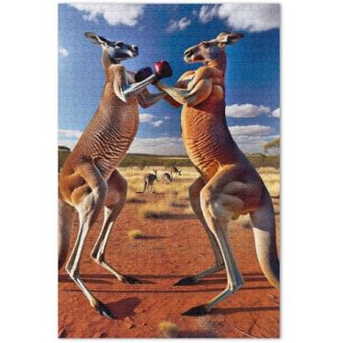 Imagem de Quebra-cabeça de boxe canguru 1000 peças para adultos presentes de jogo de quebra-cabeça grande família brinquedo artístico, 75 x 40 cm