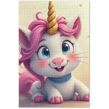 Imagem de Quebra-cabeça floral fofo unicórnio 500 peças adultos pintura animal arte homens presentes exclusivos elefante branco, 51 x 37 centímetros