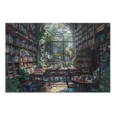 Imagem de Old and Art Bookshop Quebra-cabeça de 1000 peças, quebra-cabeça para adultos com letras na parte de trás