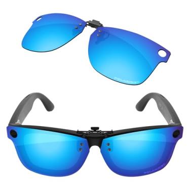 Imagem de Firtox Clipes dobráveis polarizados para Ray-Ban Meta Wayfarer RW4006 (tamanho M 50-22), protegem os olhos para homens e mulheres - azul gelo