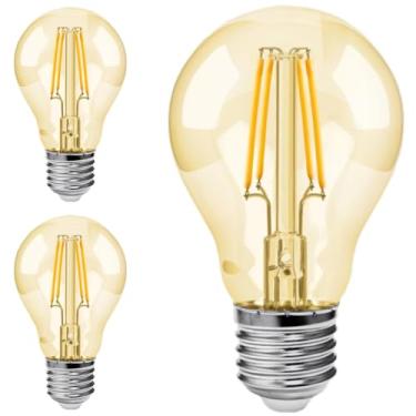 Imagem de Kit 3 Lâmpada Filamento Led A60 Retrô Vintage Âmbar Bivolt E27