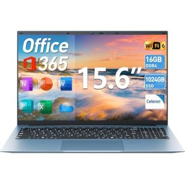 Imagem de SGIN Laptops de 15,6 polegadas, 16 GB de RAM, SSD de 1024 GB, laptops com Celeron N5100 Quad-Core, 11 notebook doméstico, 8000mAh, WiFi 6 ângulo aberto de 180°