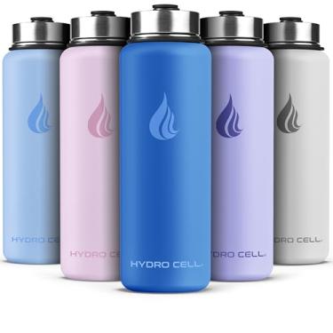 Imagem de HYDRO CELL Garrafa de água isolada de aço inoxidável com canudo - para bebidas frias e quentes - Frasco de metal a vácuo com tampa de rosca e garrafa térmica esportiva moderna à prova de vazamento