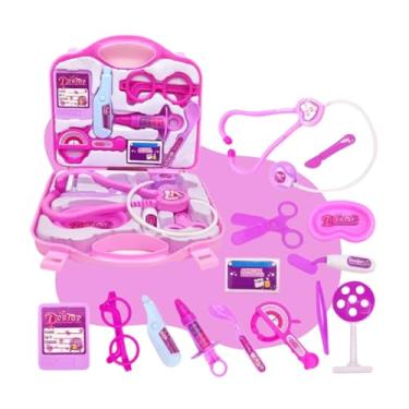 Imagem de Kit Médico Maleta Doutor Maletinha Brinquedo Infantil Educativo Profissão Rosa Completo Com Acessórios Kizumba