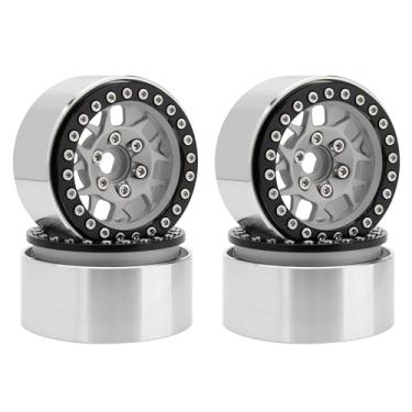 Imagem de MEUS RACING 1.9 Beadlock Wheels Rims Deep-Dish Wheel for Axial SCX10 Traxxas TRX4 Vanquish VS4-10 Redcat Gen8 1/10 RC Crawler Upgrades (Style B, Silver)