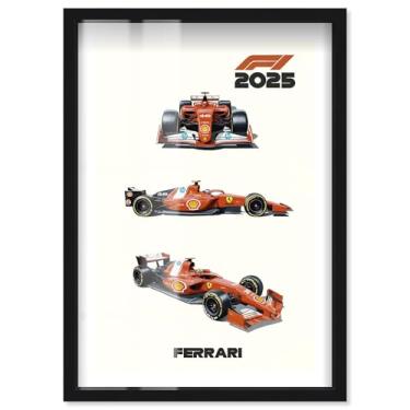 Imagem de Pôster de Fórmula 1 com estampa Italian Racer Shadowbox por Notoriart, moldura preta, 43 x 63 cm