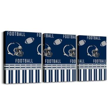 Imagem de jejeloiu Arte de parede em tela de futebol para sala de estar quarto para crianças meninos meninas Dallas decoração de parede 30.5 cm x 40.6 cm x 3 peças rúgbi esportes futebol americano cidade