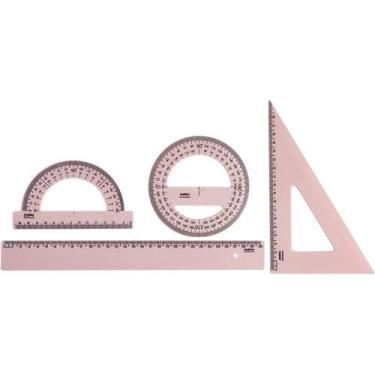 Imagem de Kit 2 Grau Régua 30cm + Esquadro 60º + Transferidor 180º e 360º New Li