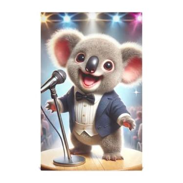 Imagem de Joisal Elegante toalha de chá de mão de cantor de coala, toalhas de prato fofas para decoração de cozinha, panos de lavar louça, absorventes macios 45 x 71 cm, 1 pacote