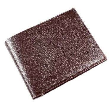 Imagem de Carteira masculina de couro masculina carteira de couro artificial de produto premium para homens carteira curta preta, Marrom, Simples