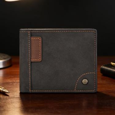 Imagem de Carteira confortável de microfibra com padrão de fivela portátil preta universal luxuosa, design portátil preto com fivela, microfibra de padrão tecido, textura confortável