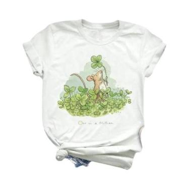 Imagem de Camiseta Feminina De Manga Curta Com Estampa Animal Moda Fofa Roupas D