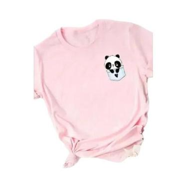 Imagem de Camiseta Feminina Solta De Verão Com Estampa De Coração De Panda, Mang
