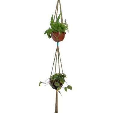 Imagem de Suporte para vasos DUPLO em macramê na cor Marrom - Shoppingnet