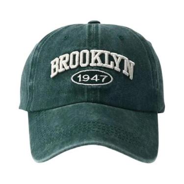 Imagem de Boné Snapback Vintage Preto Verde Lavado Com Bordado Brooklyn Para Hom