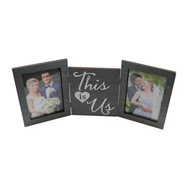 Imagem de Quadro de Foto Madeira com dobradiça tripla e placa para exibição fotos em mesas casamento prático fácil usar ótima decoração casa escritório