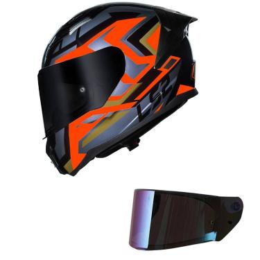 Imagem de Capacete LS2 FF810 Vigo Spinn Preto Prata e Vermelho Mais Viseira Camaleão