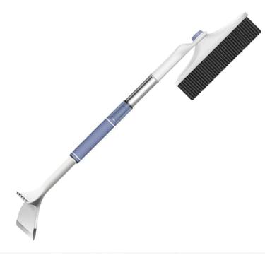 Imagem de [3 em 1] Raspador de gelo extensível e escova de neve para para-brisa de carro, cabeça de escova giratória de 360° atualizada com aderência de espuma confortável - Ferramenta de remoção de neve