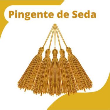 Imagem de Pingente De Seda Tassel - Franja - Dourado - Com 20 Unidades - Nybc