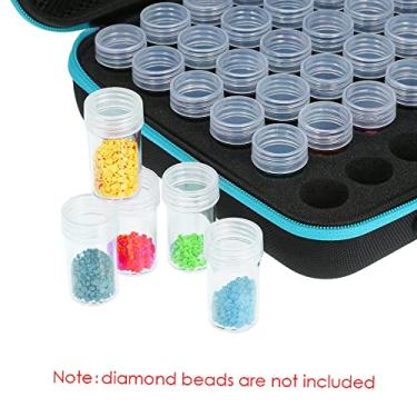 Imagem de Ainoli 60 garrafas caixa de armazenamento de diamante diamante bordado pintura acessório ferramenta broca jóias contas armazenamento bolsa de mão recipiente titular zíper design