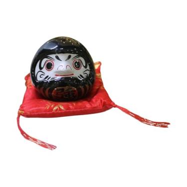 Imagem de Bothyi Cofrinho Daruma de Cerâmica, Boneco Daruma Japonês, Pote de Economia Artesanal, Decoração de Mesa para Escritório, Apartamento, Bar ou Loja, Preto