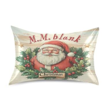 Imagem de Blueangle Linda fronha de cetim de Papai Noel para cabelo e pele, fronha de seda, tamanho padrão (51 x 66 cm) - fronhas de cetim com fecho de envelope (274)