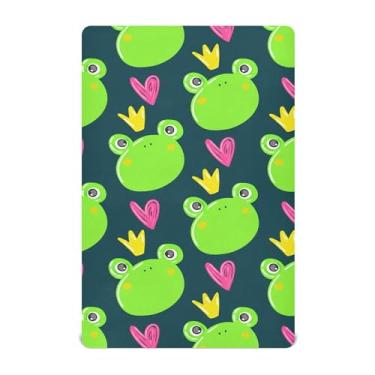 Imagem de SEHANY Lençol de berço de sapo fofo para meninos e meninas, macio, respirável, elástico, lençol com elástico padrão para bebês de 71 x 132 cm