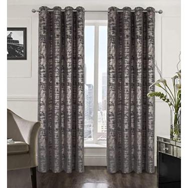 Imagem de ZYDADA Cortinas de veludo, efeito de folha dourada brilhante, cortinas de janela com isolamento térmico com ilhós para festa/casamento/armário